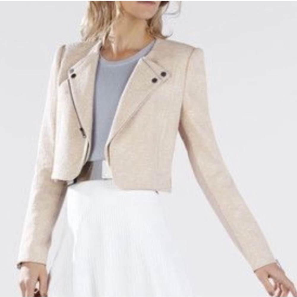 BCBGMAXAZRIA Woman’s pink Moto Jacket Size XXS Pre Owned no flaws